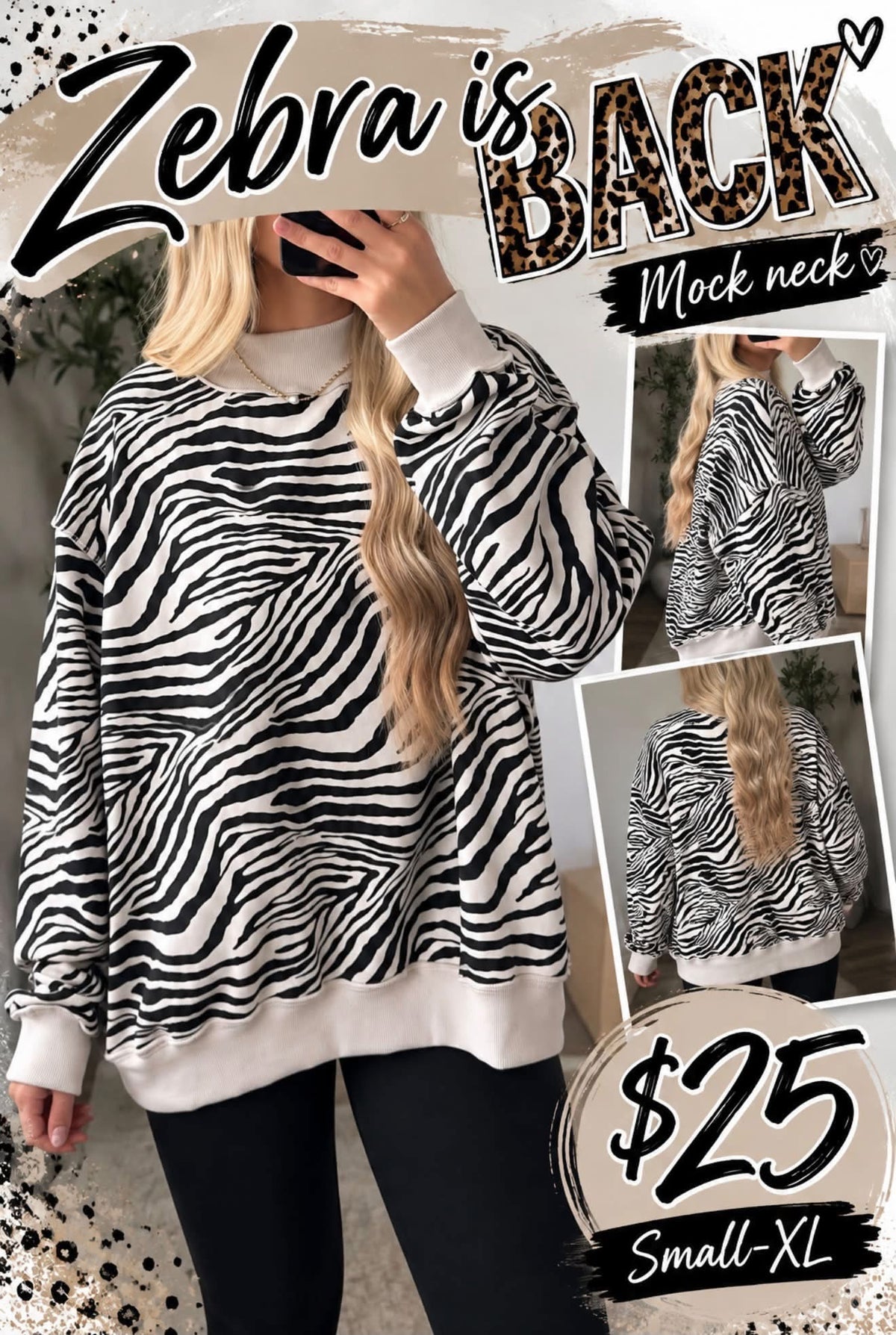 Mock neck zebra
